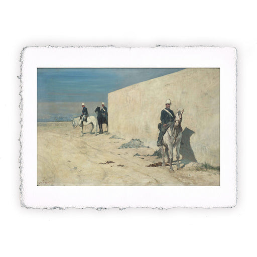 Stampa di Giovanni Fattori - In vedetta o Muro bianco - 1872