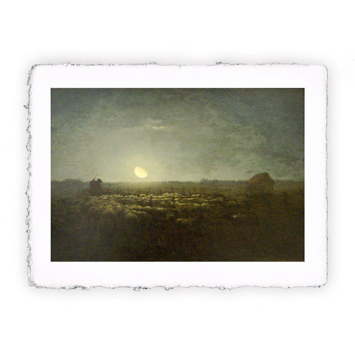 Stampa di Jean-François Millet - L'ovile al chiaro di Luna - 1872