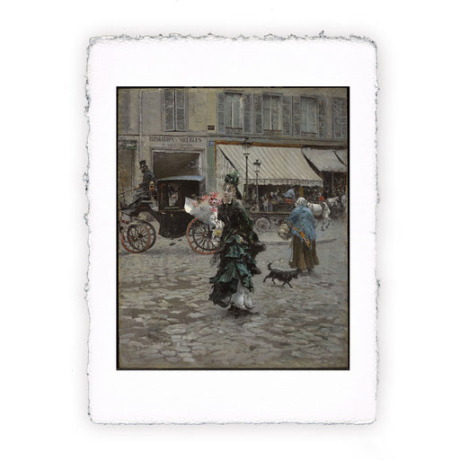 Stampa Pitteikon di Giovanni Boldini - Attraversando la strada - 1873-1875