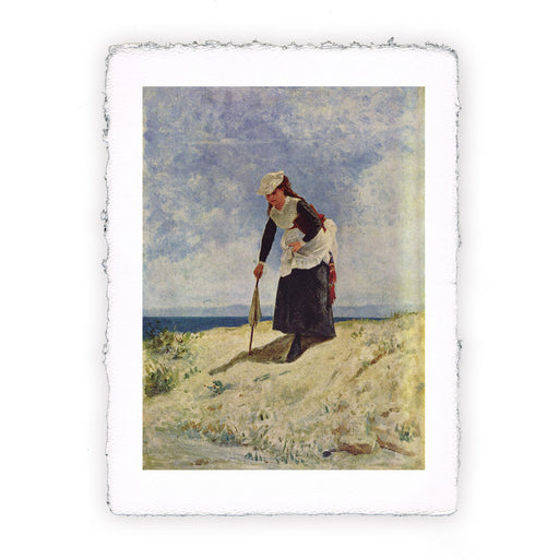 Stampa di Giuseppe de Nittis - Signora alla spiaggia - 1874-1875