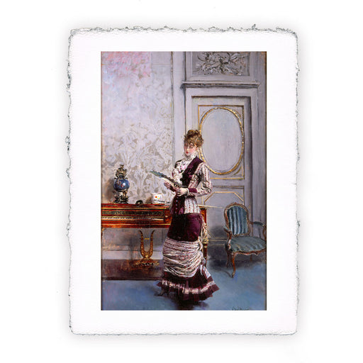 Stampa Pitteikon di Giovanni Boldini - Signora che ammira un ventaglio - 1878