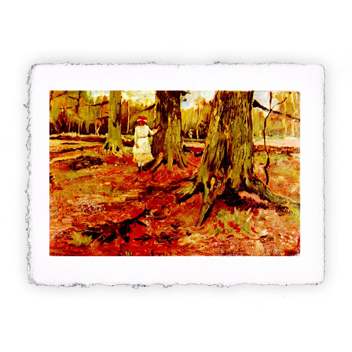 Stampa di Vincent van Gogh Ragazza in abito bianco nel bosco