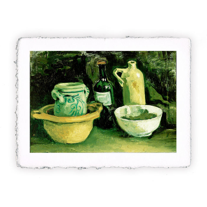stampa di Vincent van Gogh Natura morta, ceramica e due bottiglie