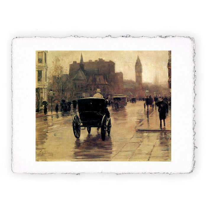 Stampa di Childe Hassam - Columbus Avenue giornata piovosa - 1885