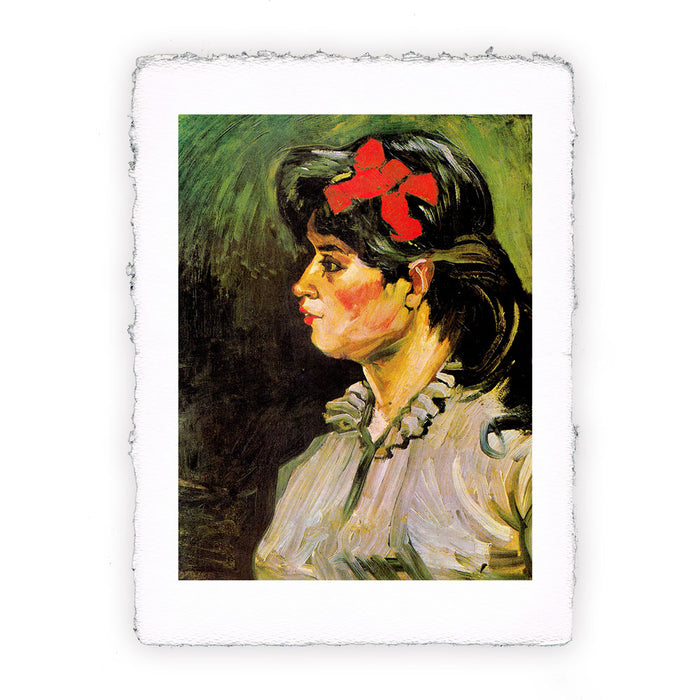 stampa di Vincent van Gogh Ritratto di donna con fiocco rosso
