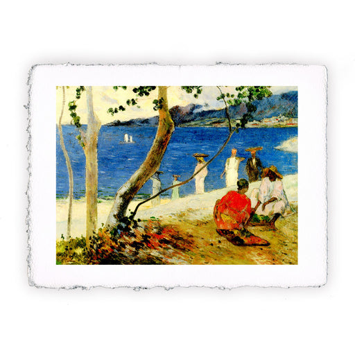 Stampa di Paul Gauguin - Alberi e figure sulla spiaggia - 1887