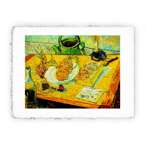 stampa di Vincent van Gogh - Tavolo da disegno, pipa, cipolle e ceralacca