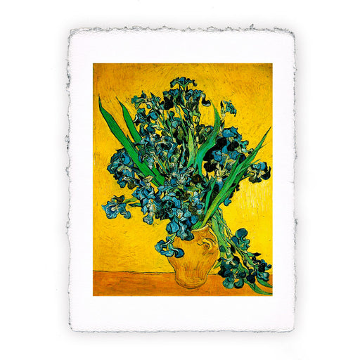 Stampa di Vincent van Gogh - Iris in vaso su sfondo giallo - 1890