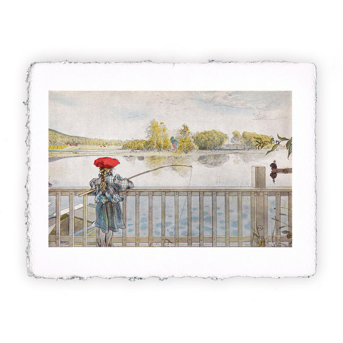 Stampa di Carl Larsson - Lisbeth mentre pesca - 1898