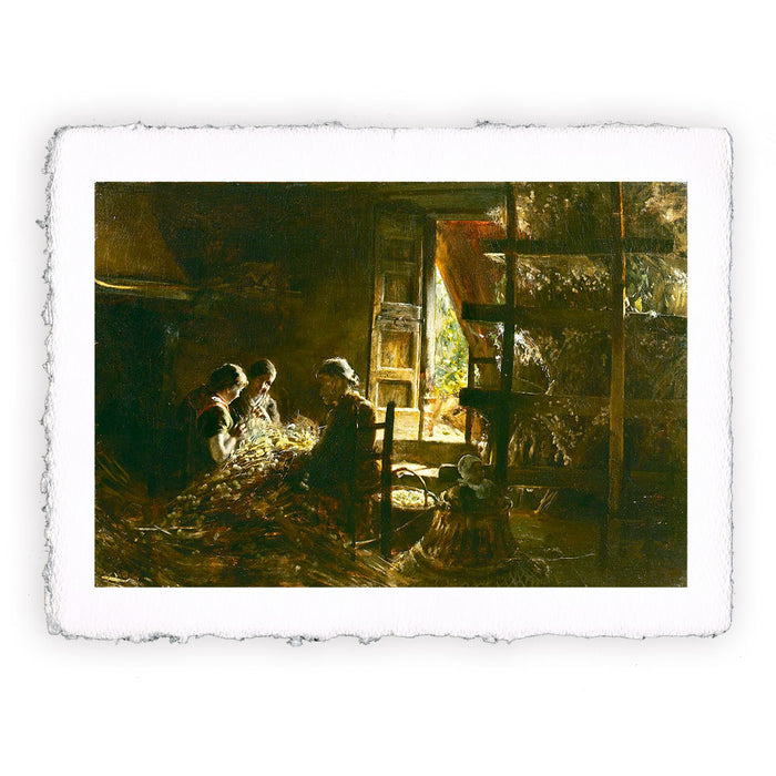 Stampa di Giovanni Segantini - La raccolta dei bozzoli - 1882-1883
