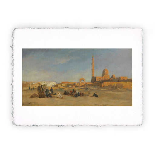 Stampa di Hermann Corrodi - Vista sulle tombe califfali del Cairo - 1900