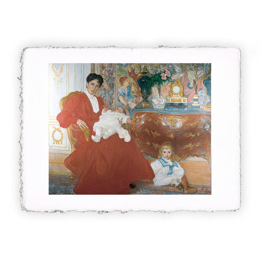 Stampa di Carl Larsson - Signora Dora e i suoi due figli maggiori - 1903