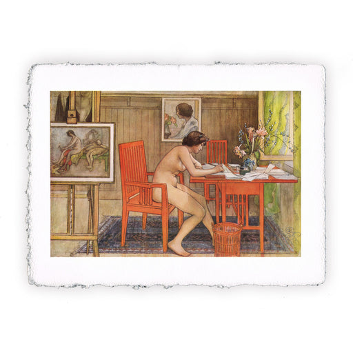 Stampa di Carl Larsson - Modella mentre scrive delle cartoline - 1906