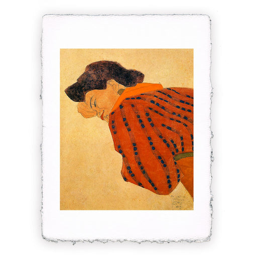 Stampa di Egon Schiele - Donna reclinata con blusa rossa - 1908