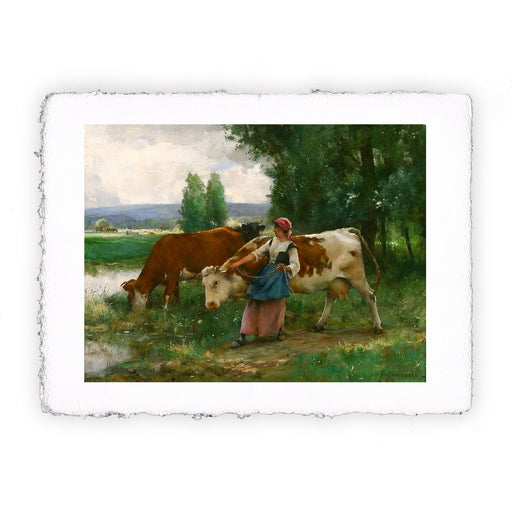 Stampa di Julien Dupré - Donna con vacche vicino l'acqua - 1880-1910