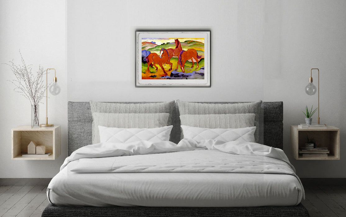 Print of Franz Marc - Horses at Pasture IV or The Red Horses - 1911