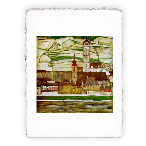 Stampa di Egon Schiele - Stein sul Danubio vista da sud - 1913