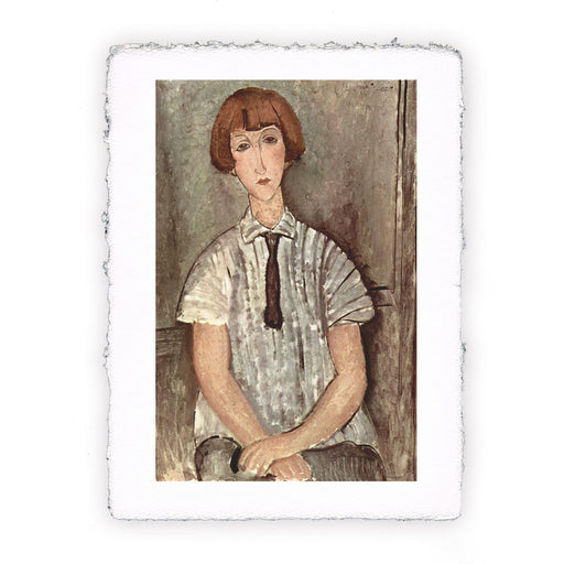 Stampa di Modigliani Giovane ragazza con camicia a righe del 1917