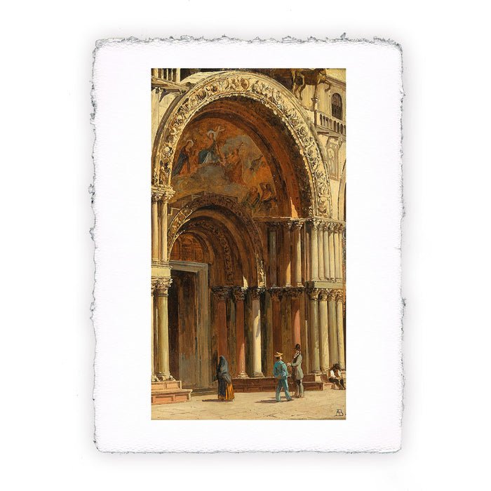 Stampa Pitteikon di Antonietta Brandeis - L'ingresso alla Basilica di San Marco a Venezia del 1926