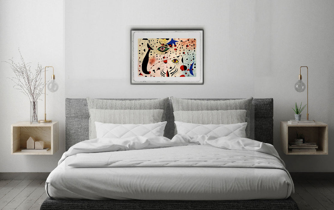 Stampa Pitteikon dedicata a Joan Miró - Numeri e costellazioni innamorati di una donna. Particolare. serie Costellazioni