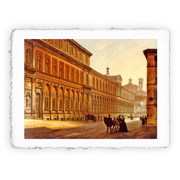Stampa di Luigi Premazzi - Veduta dell'Ospedale Maggiore di Milano - 1842