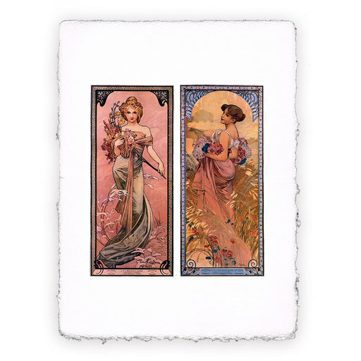 Stampa Pitteikon di Alphonse Mucha - Le stagioni Primavera e Estate del 1898