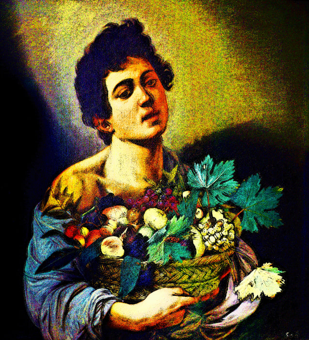 Caravaggio - Fanciullo con canestra di frutta - Stampa in versione moderna 4.0