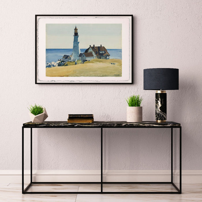 Print of Edward Hopper - Lighthouse and buildings, Portland Head, Cape Elizabeth, Maine - 1927