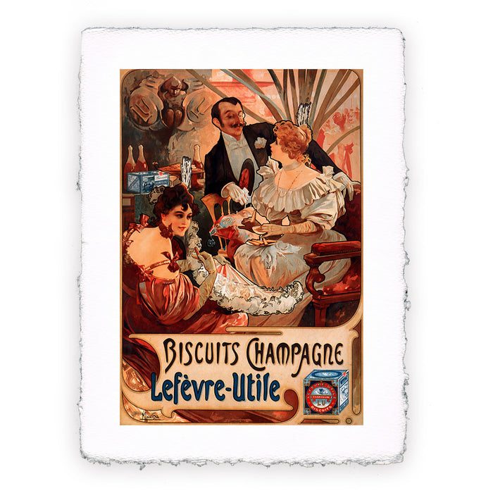 Stampa Pitteikon di Alphonse Mucha - Biscotti Champagne Lefèvre Utile del 1896