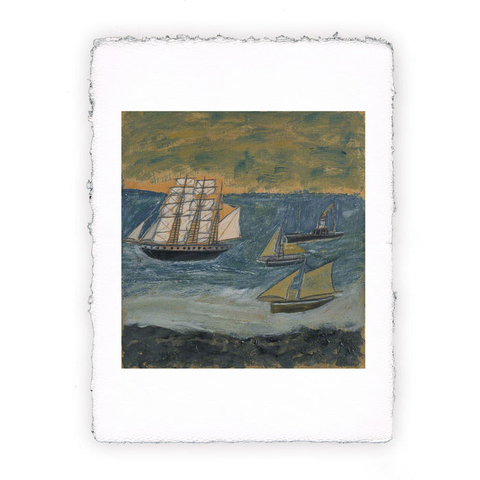 Print of Alfred Wallis - Three-pointed brig with three small ships