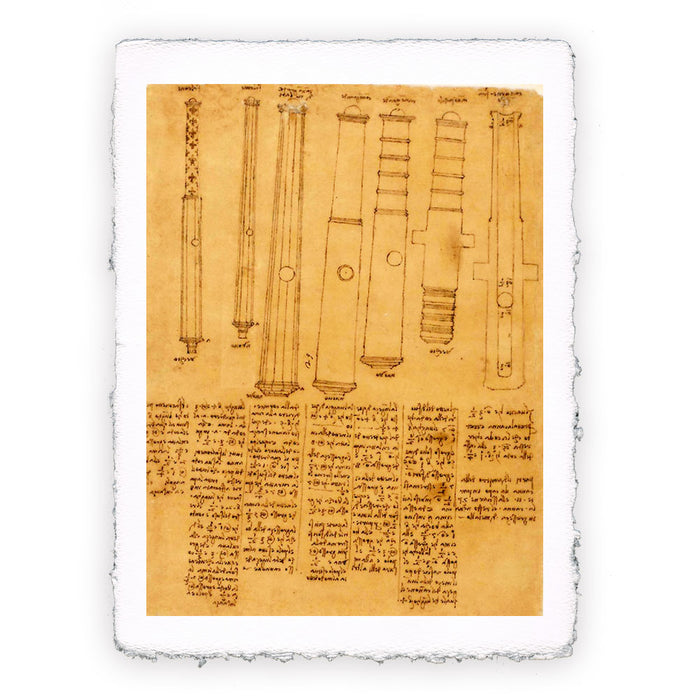 Print by Leonardo da Vinci - Codex Atlanticus - Cannons - 1478-1519