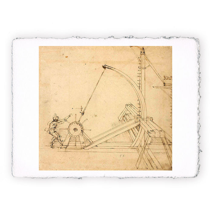 Stampa di Leonardo da Vinci - Codice Atlantico - Catapulta - 1478-1519