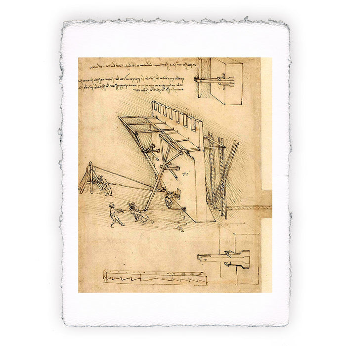 Print by Leonardo da Vinci - Codex Atlanticus - Defense of the Walls - 1478-1519