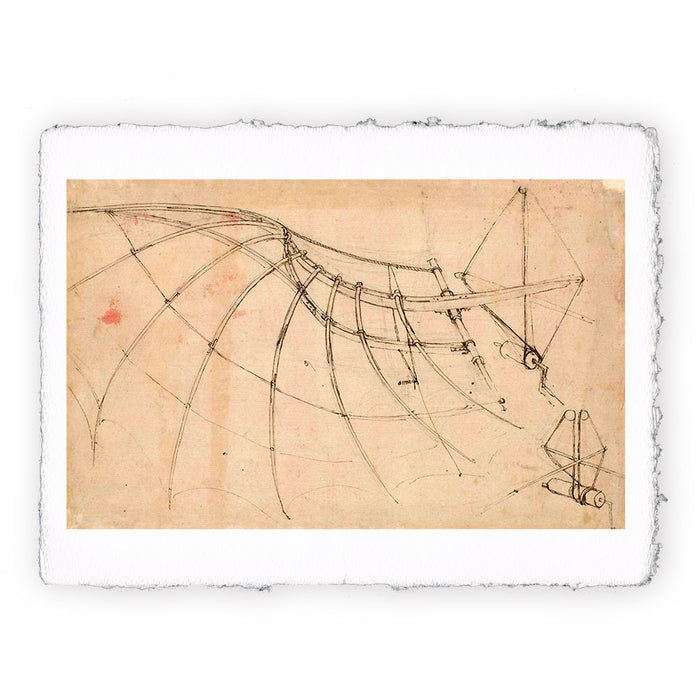 Print by Leonardo da Vinci - Codex Atlanticus - Study on flight 2 - 1478-1519