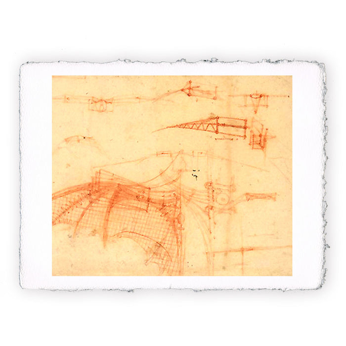 Stampa di Leonardo da Vinci - Codice Atlantico - Studio sul volo 3 - 1478-1519