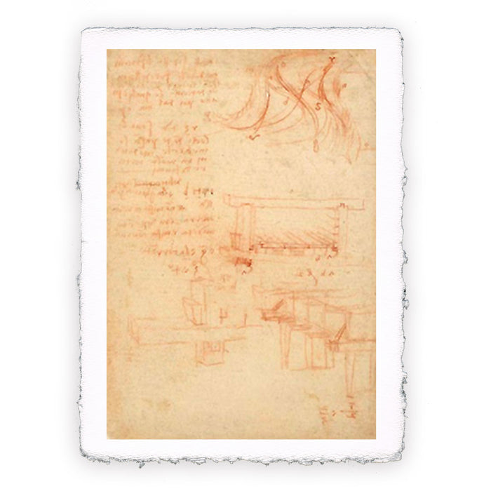 Print by Leonardo da Vinci - Codex Atlanticus - Study on flight 4 - 1478-1519