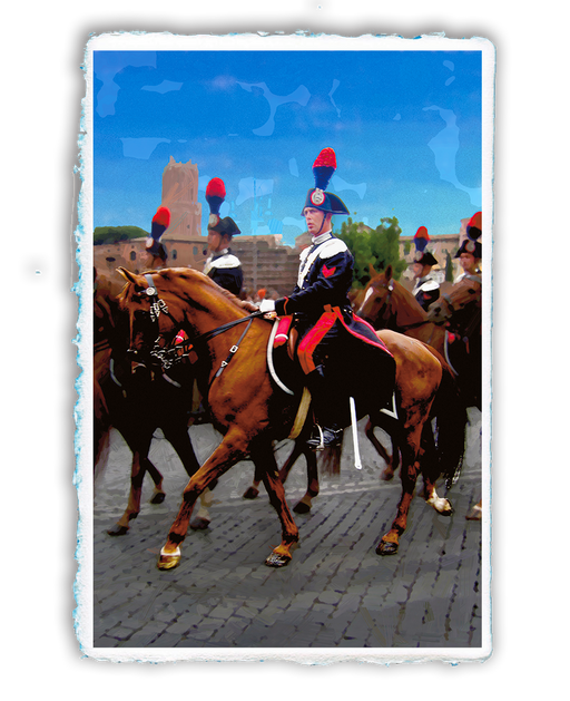 Stampa 3 Carabinieri in sfilata a cavallo - Collezione esclusiva