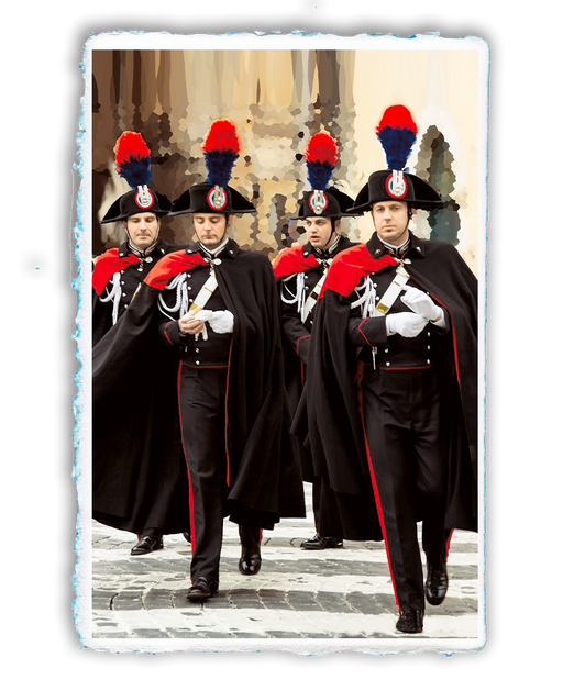 stampa 4 Carabinieri con il mantello - Collezione esclusiva