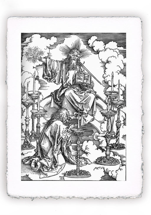 Stampa di Dürer: Apocalisse - 02 - Visione di Cristo e dei sette candelabri