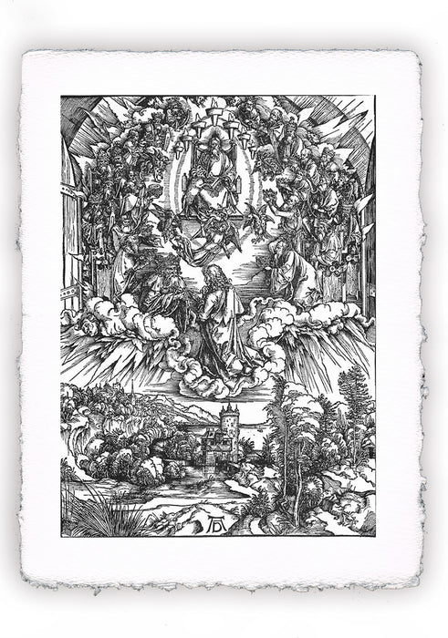 Stampa di Dürer: Apocalisse - 03 - San Giovanni e i ventiquattro anziani nel cielo