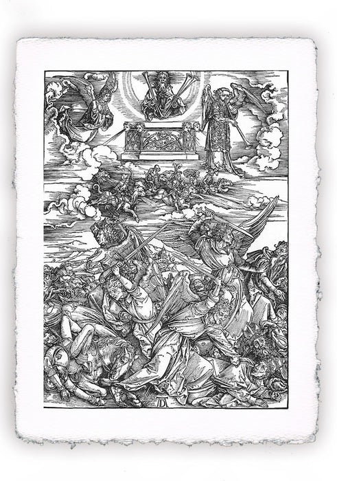 Stampa di Dürer: Apocalisse - 08 - La battaglia degli Angeli