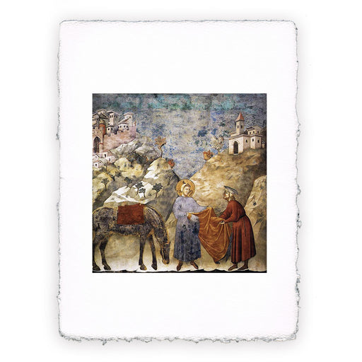 Stampa di Giotto - Assisi - 02 - S. Francesco dona il mantello a un povero