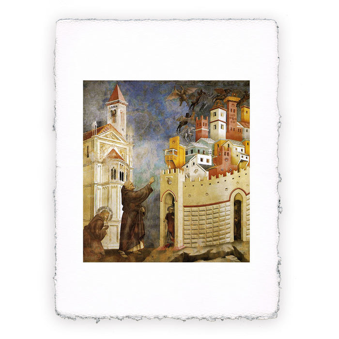 Stampa Pitteikon di Giotto in Assisi - S. Francesco caccia i diavoli da Arezzo