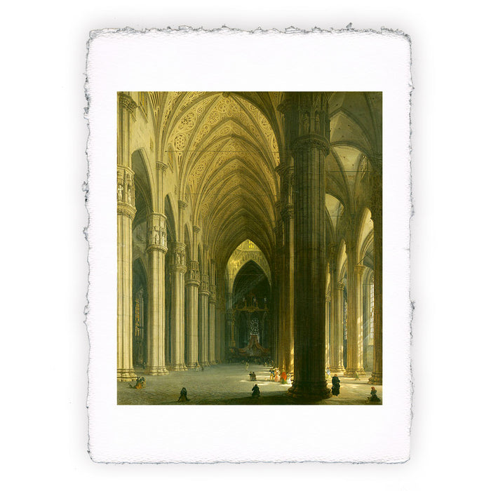 Stampa di Giovanni Migliara - Interno del Duomo di Milano - 1819