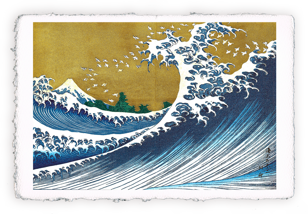 Hokusai - Versione colorata della grande onda - Cofanetto regalo di 5 stampe Miniartprint