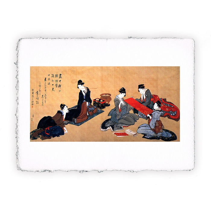 Stampa di Katsushika Hokusai - Ritratto di Chino Hyogo seduto al suo scrittoio
