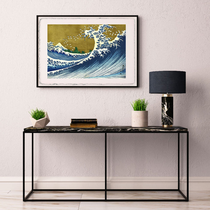 Katsushika Hokusai print - The great wave. Colored version