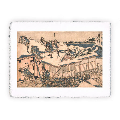 Stampa di Katsushika Hokusai - I Ronin attaccano la porta principale di Kira