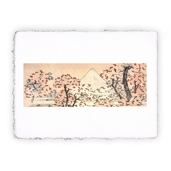 Stampa di Katsushika Hokusai - Monte Fuji visto attraverso fiori di ciliegio