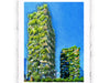 Milano - Bosco Verticale. Stampa stile acquarello in carta a mano di Amalfi